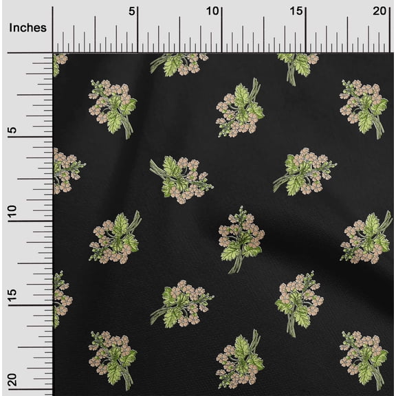 oneOone Cotton Jersey Black Fabric Leaves & Flower Floral Fabric For Sewing Printed Craft Fabric By The Yard 58 Inch Wide
