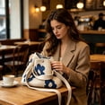 thumbnail image 6 of Dyegold Crochet Tote Bag Handmade Flower Mesh Knit Shoulder Bag with Detachable Tassel Boho Crossbody for Beach Shopping Travel Daily Use, 6 of 9