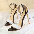 thumbnail image 2 of Zapatos de mujer de moda y sexys con tacón alto y delgado para discoteca, con punta abierta y bloques de color, sandalias con agujeros para mujer, zapatos de mujer, 2 of 5