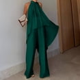 thumbnail image 5 of Women's 2 Piece Sets Asymmetric Sleeveless Crew Neck Tops and Wide Leg Palazzo Pants Beach Vacation Outfits, XL, 5 of 6