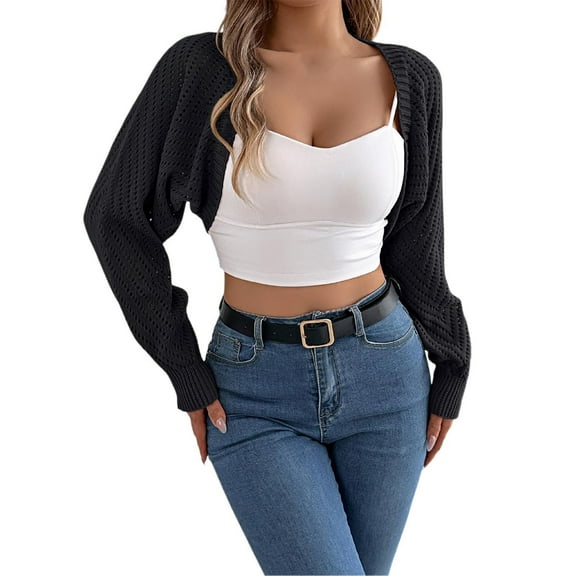 HNMKIU Womens Cardigan Solid Color Casual Cape Shawl Wrap Knit Cover Up Loose Fit Lightweight Fashion Style Outerwear Black,M