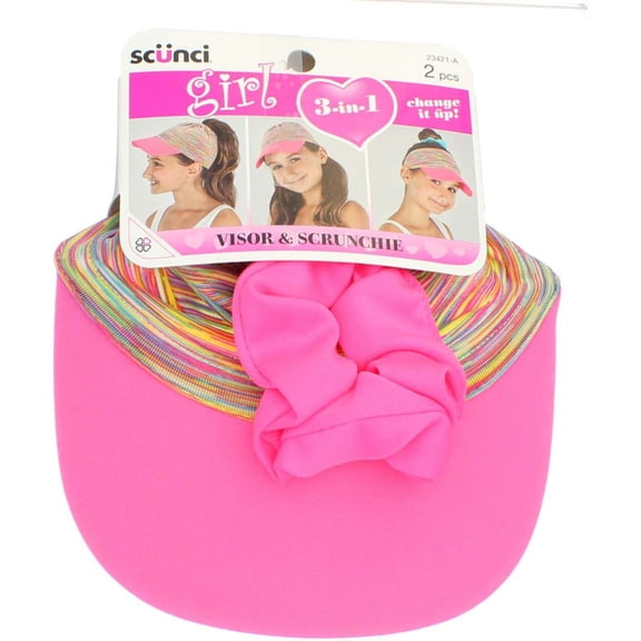 Scunci Girl Visor Cap, Pink, 2 Ct
