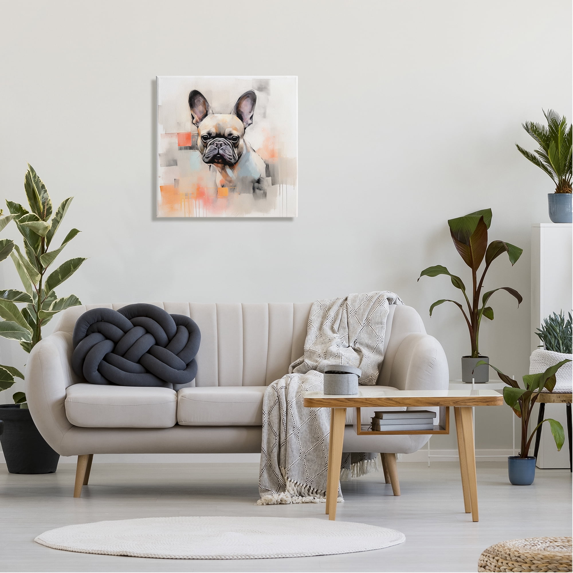 Stupell Industries French Bulldog Abstract Animals & Insects Painting Gallery Wrapped Canvas Art Print Wall Art, 24 x 24
