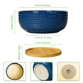thumbnail image 5 of 8 Inch Succulent Planter Bowl Round Ceramic Pot with Drainage Hole & Bamboo Tray Shallow Flower Pots for Indoor Plants Cactus Blue, 5 of 8