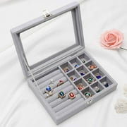 Surmoby 2 in 1 Ring Organizer Earring Organizer Holder Stackable Ring Display Case Lockable Jewelry Storage Tray