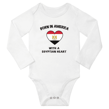 

Born in America With a Egyptian Heart Baby Long Sleeve Bodysuit (White 24 Months)