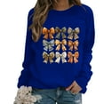 thumbnail image 2 of QATAINLAV Chandails à Manches Longues pour Femmes pour la Sensibilisation au Cancer du Sein, Mignon Chandail à Col Rond Imprimé Blouse 2025 Automne Tunique Décontractée Hauts Rabais de 90 Liquidation Bleu TG, 2 of 5