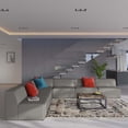 thumbnail image 2 of Sectional Sofa Set, Faux Vegan Leather, Grey Gray, Modern Contemporary Urban Design, Living Lounge Room Hotel Lobby Hospitality, 2 of 12