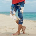 thumbnail image 2 of vigerkar Womens Capris Leggings for Summer Printed Tummy Control Knee Length Slim Fit Yoga Cropped Workout Pants Navy, 5XL, 2 of 5