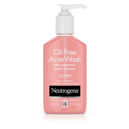 Neutrogena Oil-Free Pink Grapefruit Acne Facial Cleanser, 6 fl. (Best All Natural Acne Cleanser)
