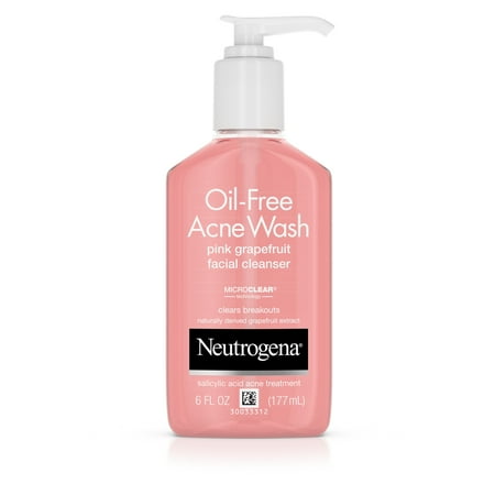 Neutrogena Oil-Free Pink Grapefruit Acne Facial Cleanser, 6 fl. (Best Cleanser For Acne And Oily Skin)