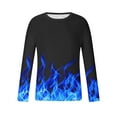 thumbnail image 4 of DDAPJ pyju 3D Graphic T-shirt for Men Flame Print Casual Long Sleeve Crewneck Pullover Tees Plus Size Lightweight Casual Workout Tee Tops Big and Tall Cool Streetwear Blue XL, 4 of 5