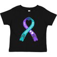 thumbnail image 3 of Inktastic Suicide Prevention Blue and Purple Ribbon with Hearts Boys or Girls Toddler T-Shirt, 3 of 5