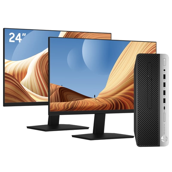 Restored HP G4 SFF Desktop PC - New Dual 24-inch FHD Monitor, Intel core I7 CPU Up to 4.60GHz,16GB RAM, 256GB SSD + 500GB HDD, Windows 11 Pro, Wired keyboard and Mouse - (Refurbished)
