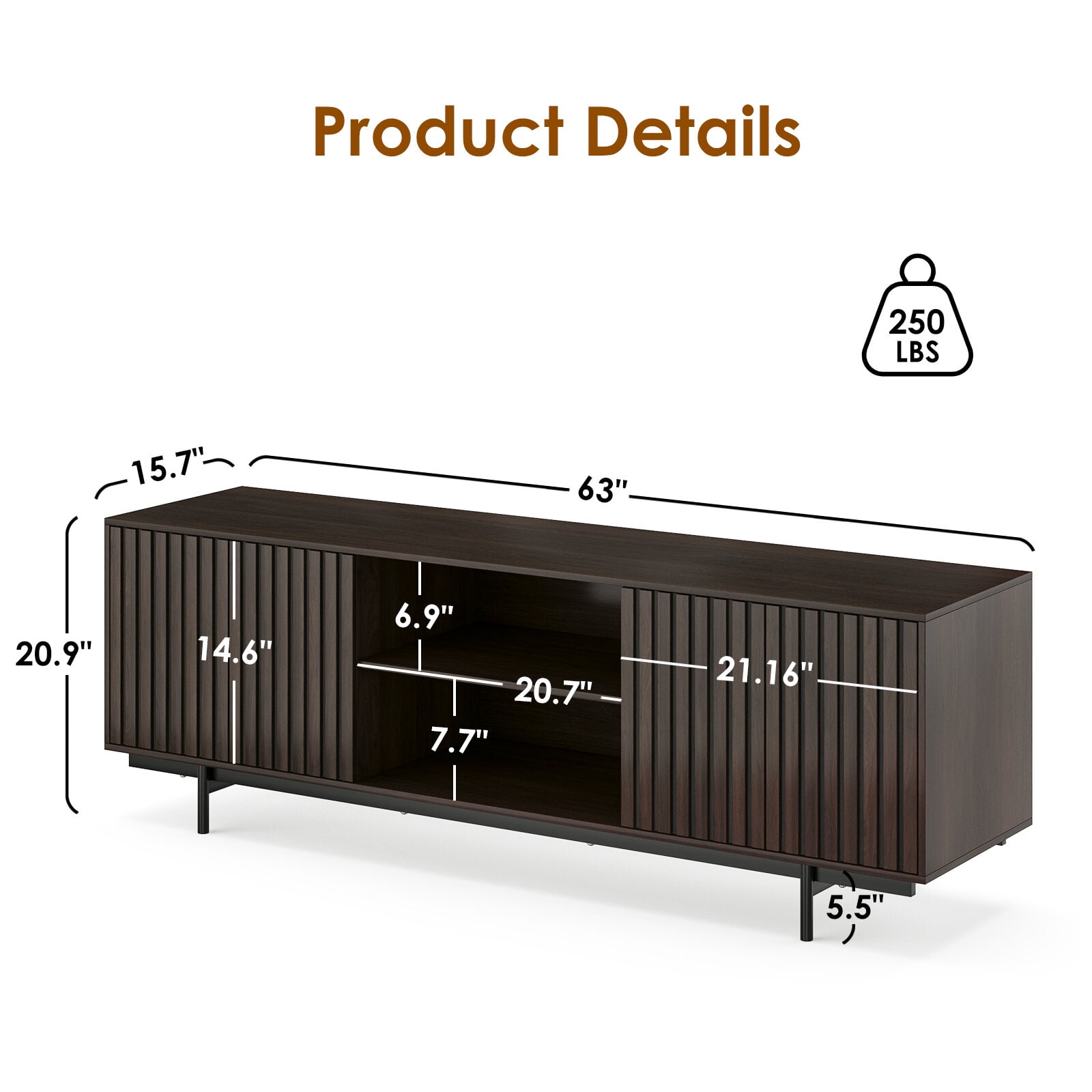 TV Stands With Storage Mid Century Modern TV Stand for TVs Up to 75", Farmhouse Fluted TV Stand, Retro Wood TV Stand with Storage and Shelf, Entertainment Center with Pop-Up Doors for Living Room, B