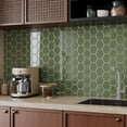thumbnail image 3 of VaryPaper 10 Sheets Sage Green Hexagon Peel and Stick Backsplash for Kitchen Back Splash Sticky Tiles Waterproof Renter Friendly Backsplash Self Adhesive Wall Tiles for Bathroom Laundry Room 12''x12'', 3 of 8