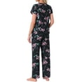 thumbnail image 3 of INSPIRE CHIC Womens Pajamas V Neck Short Sleeve Top with Drawstring Pants Sleepwear Printed Lounge Sets with Pockets S Black Floral, 3 of 6