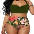 thumbnail image 1 of Women Push Up Bikini Set Flower Print High Waist Swimming Suits, 1 of 6