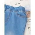 thumbnail image 6 of inhzoy Kid Girl‘s Denim Jeans Ribbed Bell Bottom Flare Pants 4-14 Light Blue 6, 6 of 7