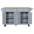 Kitchen Island Cart with Rubberwood Countertop and Storage, Rolling