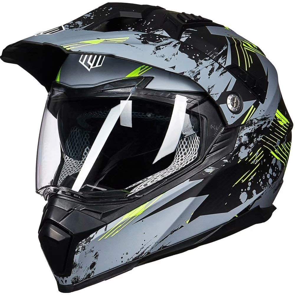 Dual Sport Off Road Motorcycle Face Helmet for ATV Motocross Dirt E-Bike Black 
