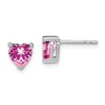 thumbnail image 1 of 14k White Gold Heart Created Pink Sapphire Earrings, 1 of 1