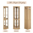 thumbnail image 4 of CKEASEAN Lighted Corner Curio Cabinet with Doors - Wooden Display Cabinet with Tempered Glass Shelves and Lights for Living Room, Dining Room, 4 of 9
