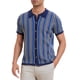 thumbnail image 5 of Polo de punto a rayas INSPIRE CHIC para hombres, camisetas de polo de manga corta con botones, jacquard, talla L, azul oscuro, 5 of 6
