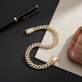 thumbnail image 5 of Copper Zirconia Cuban Link Bracelet, Miami Style Iced Out Chain 7inch Silver & 8inch Gold, Hip Hop Jewelry for Couples Friends, Unisex Gift, 5 of 6