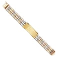 thumbnail image 2 of Wellingsale 14k Tri 3 Color Gold Solid Polished Mens 3 Line Nugget Figaro Link ID Bracelet - 8.5", 2 of 5