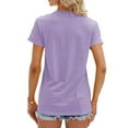 thumbnail image 2 of NAMTYQX Short Sleeve Blouses for Women Stretch mit Print Short Sleeve Loose Fitting Printed Casual Plus Size Crew Neck Breathable Summer Blouses for Women 2025 Light Purple Size L, 2 of 5