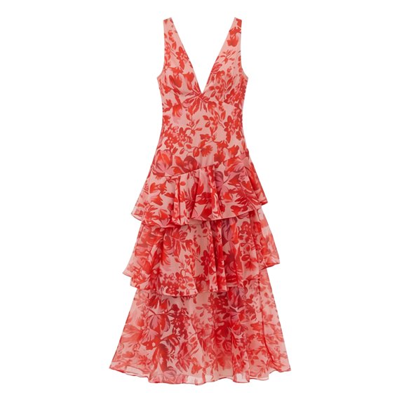 Erwazi Summer Dresses for Women Sleeveless V Neck A-Line Dress Pleated Trendy Casual Style Outdoor Activities Dresses