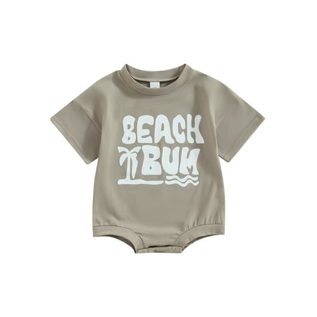 

Eyicmarn Baby Boy Romper Short Sleeve Crew Neck Letters Print Summer Bodysuit for Casual Daily