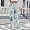 thumbnail image 6 of Women's Fashion Casual Loose Printed Wide-Leg Sports Pants with Christmas Print, Comfortable Home and Outdoor Wear, Elastic Waist with Drawstring for Easy Fit, Light Blue, XL, 6 of 7