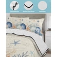 thumbnail image 3 of Twin Quilt Bedding Set, Navy Blue Coastal Reversible Summer Quilt 3 Pieces, Shell Starfish Coral Nautical Beige Ocean Lightweight Bedspreads Coverlets with 2 Pillow Shams for All Seasons, 3 of 5