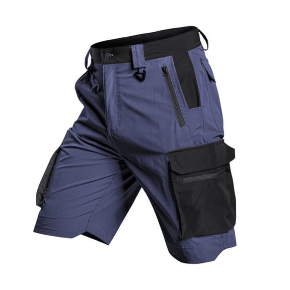 Men's Cargo Shorts, Quick Dry Multi-Pockets with Zippers Outdoor Shorts with Belt Loops Summer Casual & Outdoor Wear Blue S