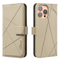 ELEHOLD Case for iPhone 16e, RFID Blocking Leather Wallet Case, Flip Cover with Card Slots & Stand,Beige