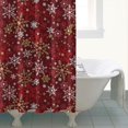 thumbnail image 4 of Red Christmas Snowflake Pattern Shower Curtain 84"x72" ,Bathroom Decorative Shower Curtains Set with 12 Hooks,Modern Waterproof Washable Shower Curtain, 4 of 6