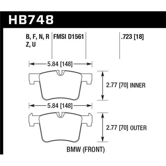 Plaquettes de Frein avant Hawk Performance HB748F.723 Ch pour 13-14 BMW 328i-328i xDrive & 2014 428i-428i xDrive