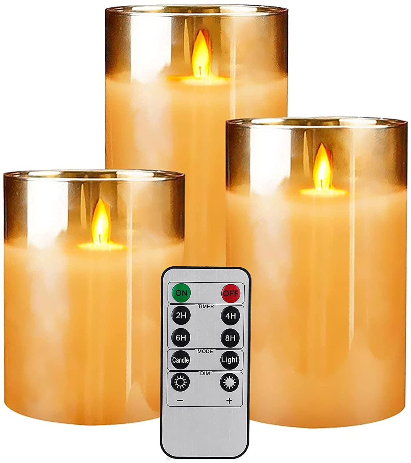 3D Moving Flame Effect Flameless Led Candles With Timer/Remote Controller