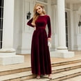 thumbnail image 4 of 1PCS gold velvet long dress-red-L, 4 of 5