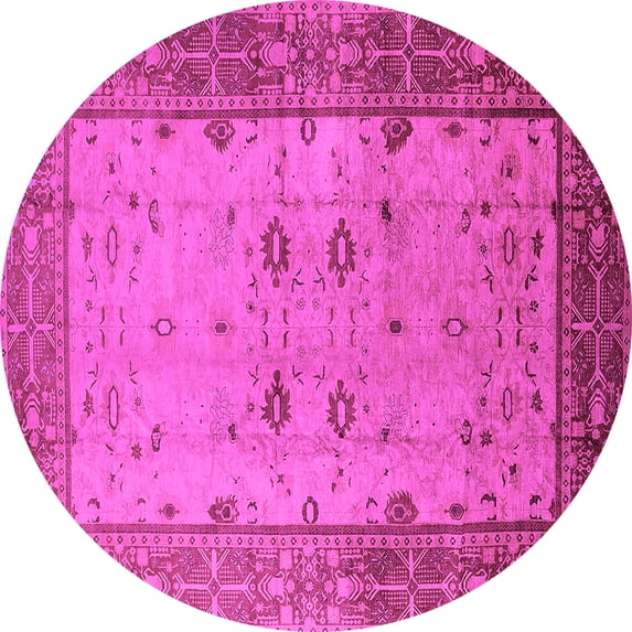 Ahgly Company Indoor Round Oriental Pink Traditional Area Rugs, 8' Round