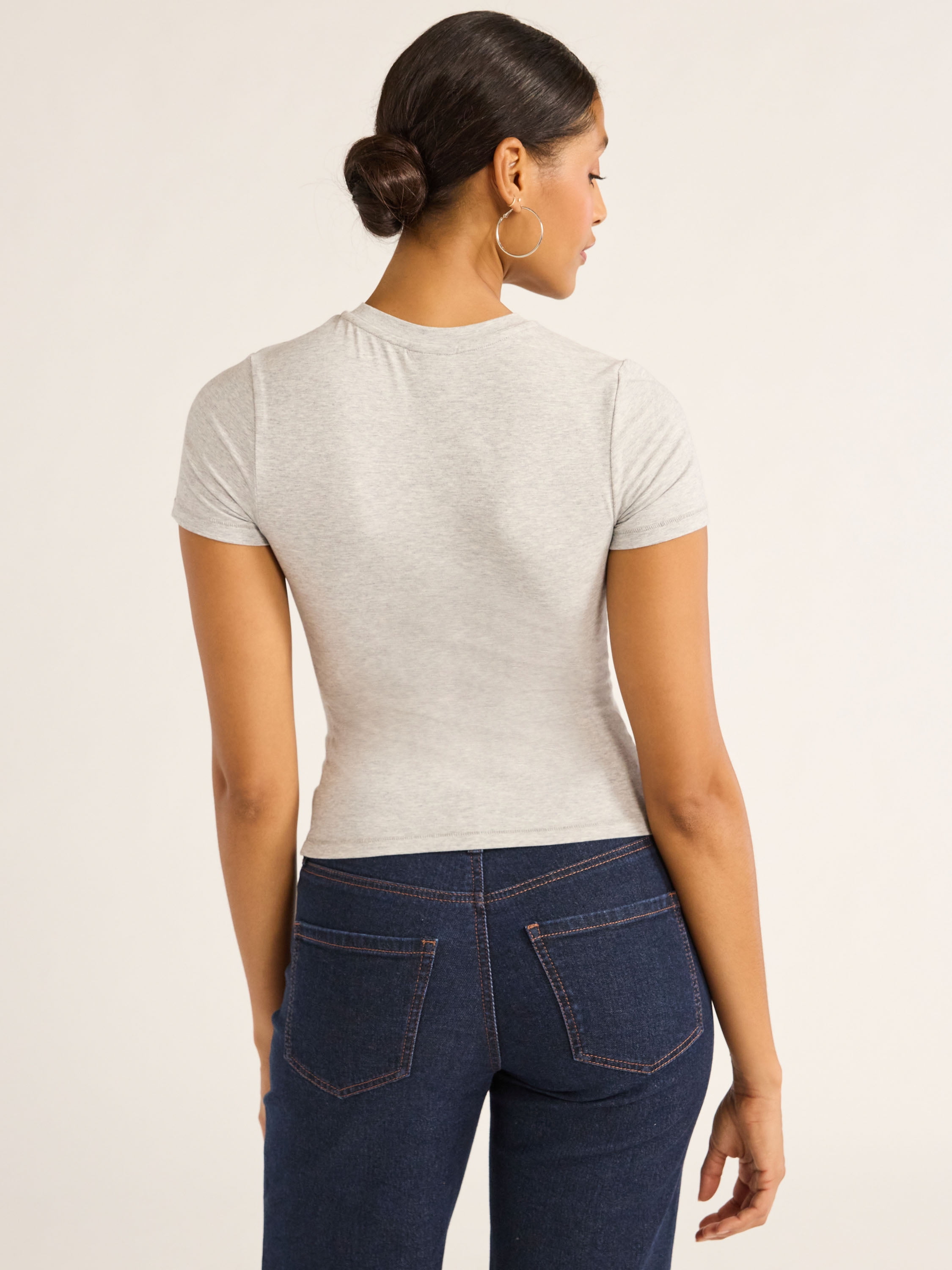 Scoop Women’s Stretch Cotton Blend Baby Tee with Short Sleeves, XS-XXL
