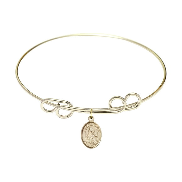8 inch Round Double Loop Bangle Bracelet w/ St. Isaiah in Gold-Filled