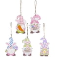 thumbnail image 2 of D-GROEE 5PCS Colorful Wood Easter Hanging Adorable Dwarf Shape Ornaments Painted Hanging Easter Decorations, 2 of 7
