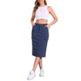 thumbnail image 2 of INSPIRE CHIC Women's Skirt High Waist Elastic Back Corduroy Midi Skirts S Navy Blue, 2 of 6