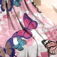 thumbnail image 3 of Pink Butterfly Flower Pattern Blanket,Comfortable Soft Flannel Throw Blanket,All Season,Warm Lightweight Blankets for Sofa Bed Couch Living Room Chair,50"x60", 3 of 4