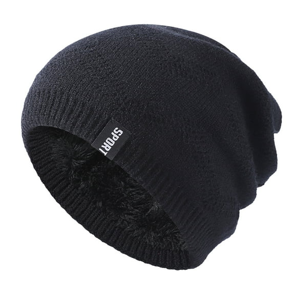Generic Men'S Winter Fleece Lined Beanie Hat Men Winter Hats Outdoor Solid Color Knitted Cotton Hat Sunscreen Running Sports Warm Knitted Hat