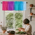 thumbnail image 4 of Pink Purple Blue } Valances for Windows, Rod Pocket Kitchen Valance Curtains - Soft & Washable Small Window Treatment for Living Room, Bathroom, Gradient Color Stripe 54x18inch, 1 Panel, 4 of 9