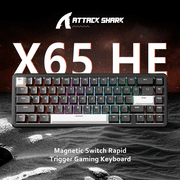 ATTACK SHARK X65 HE Magnetic Switch Rapid Trigger Keyboard 65% Wired Gaming Keyboard with 8000 Hz Polling Rate, 0.01mm RT Accuracy, PBT Keycaps, QMK Driver, RGB